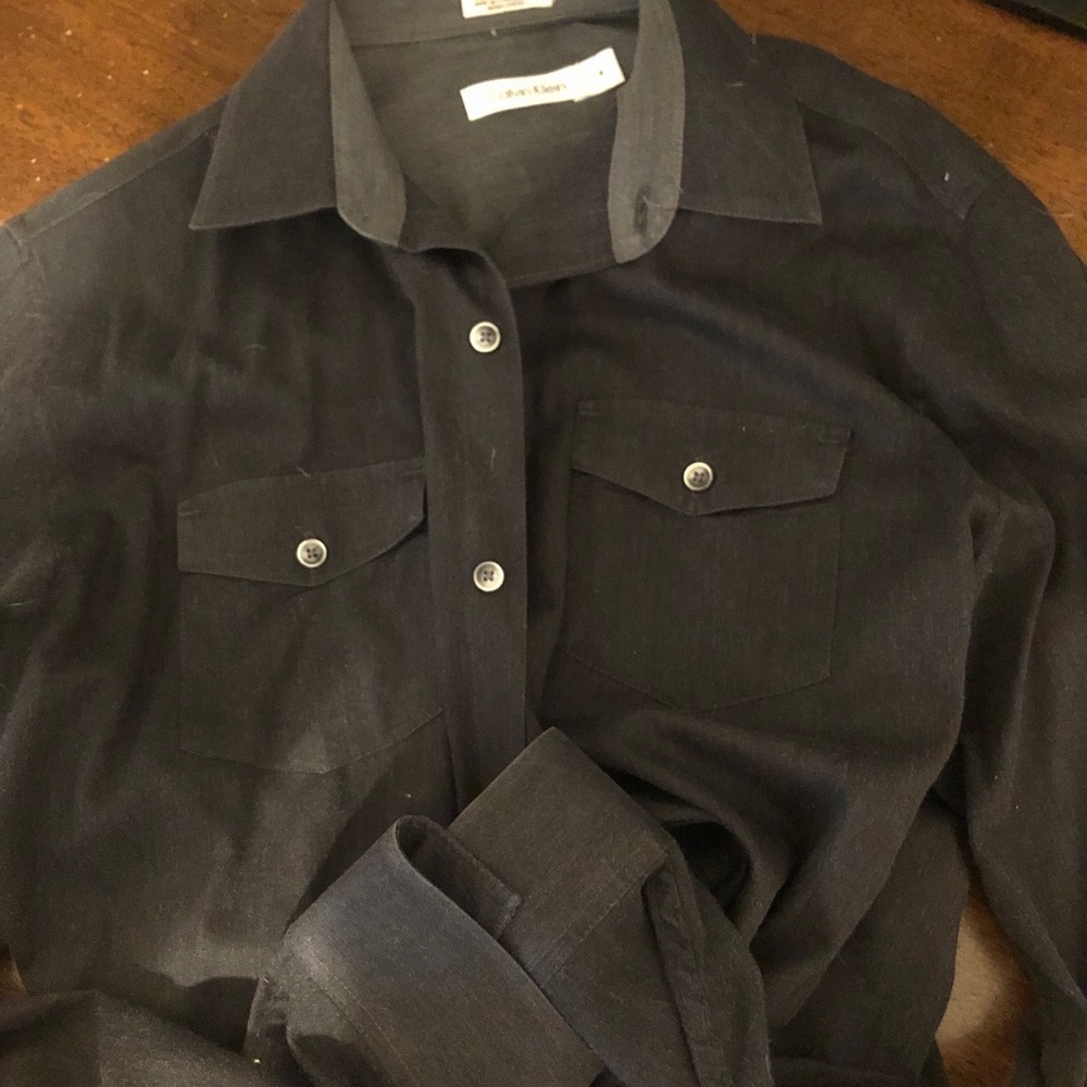Calvin Klein black long sleeve button down